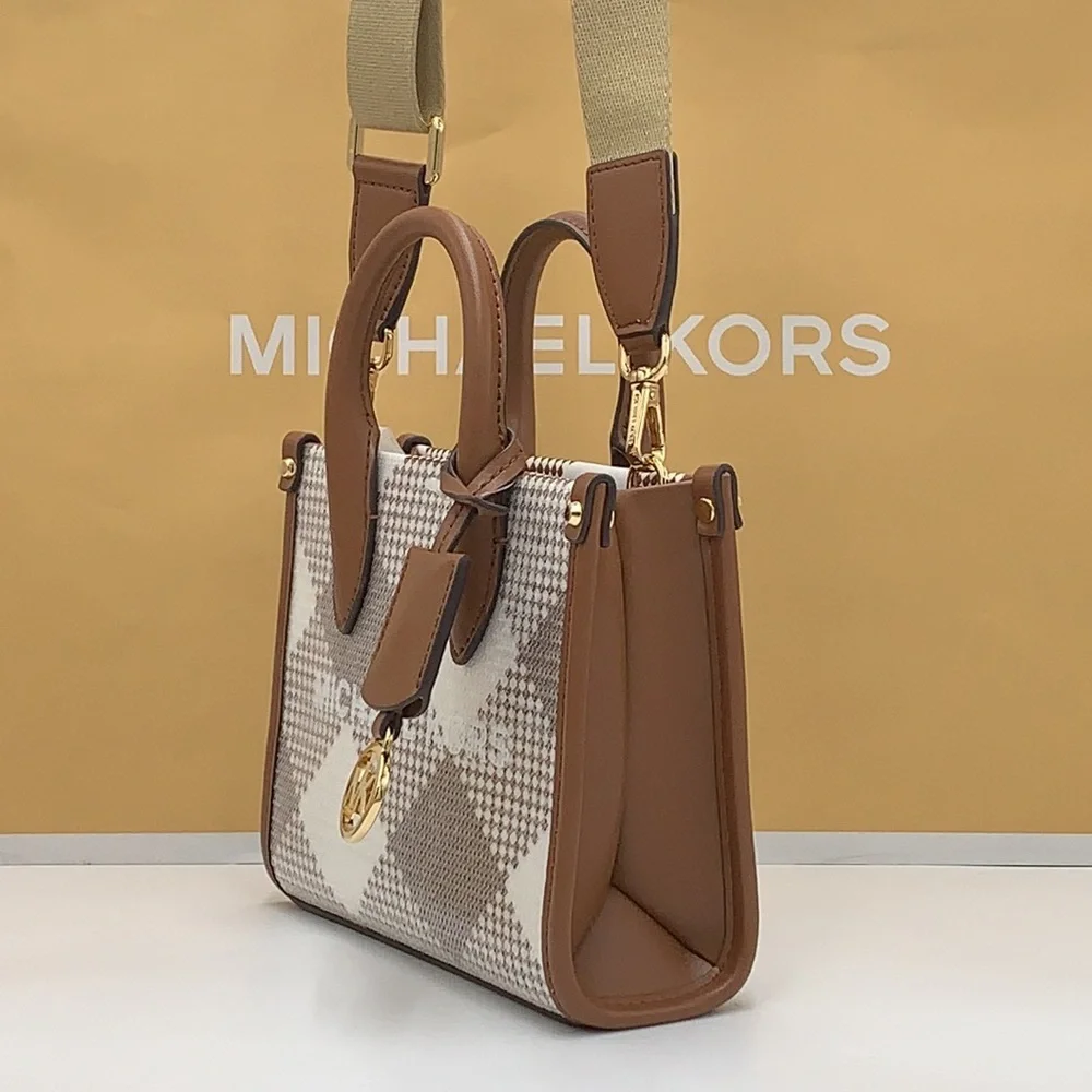 Michael Kors Mirella Extra-Small Logo Crossbody XBODY Shopper Bag Luggage NWT